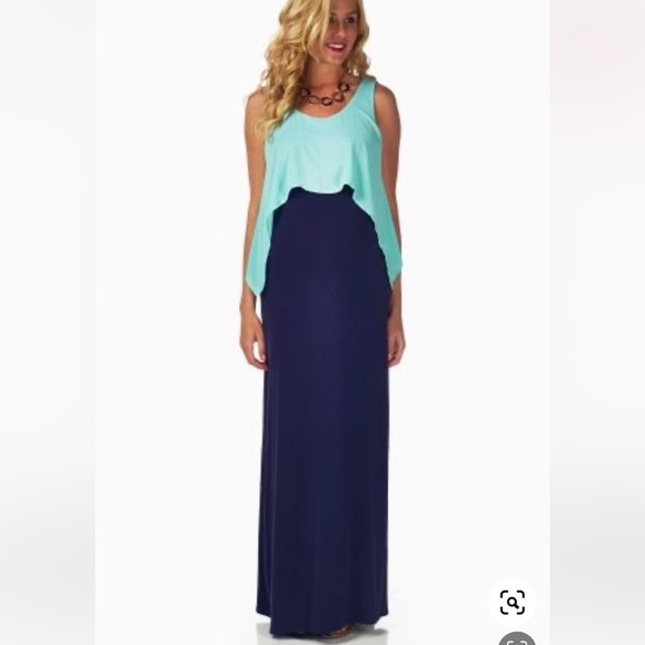 Pinkblush Dresses & Skirts - Pinkblush Mint Navy Overlay Maxi Dress